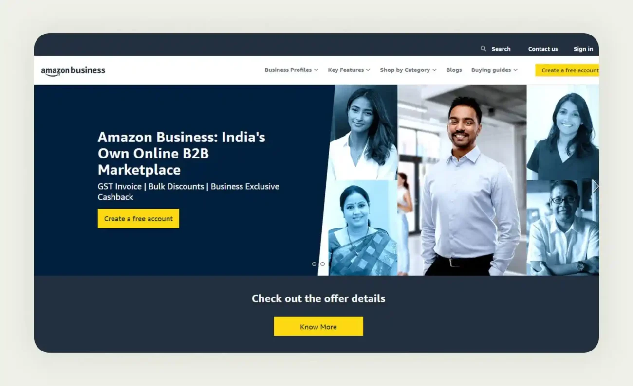 Amazon Business B2B marketplace homepage for wholesale buyers