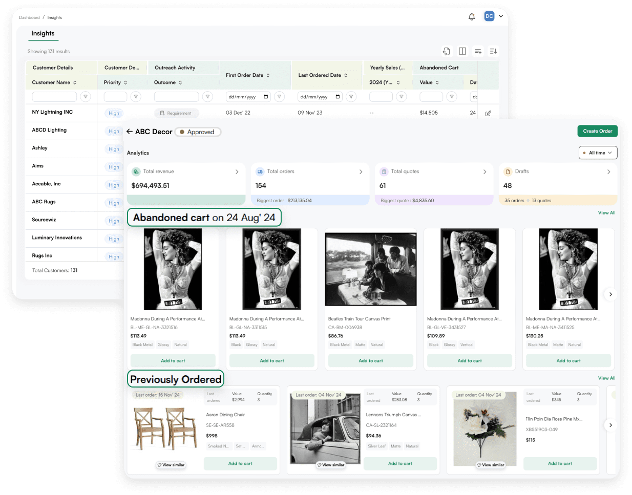 Customer Dashboard View