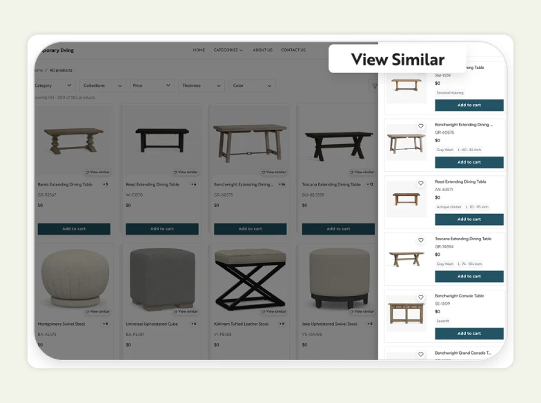 Smart AI recommendations through the “View Similar” feature with WizCommerce