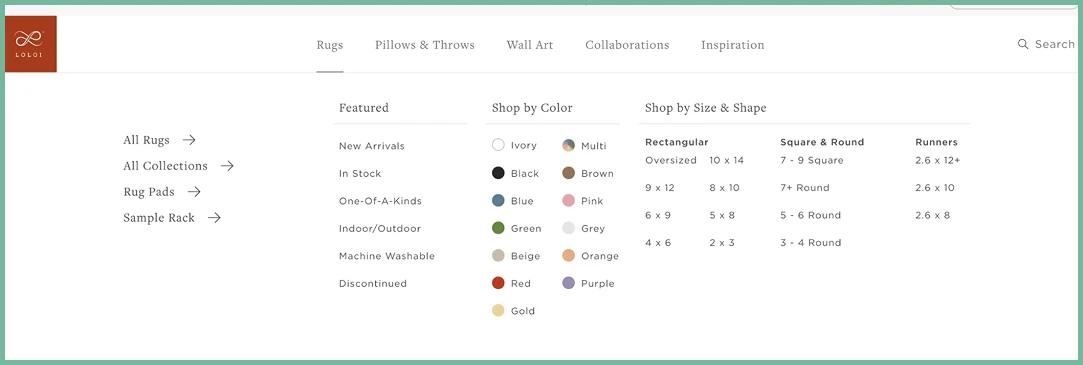 Advanced filtering options accessible from main navigation