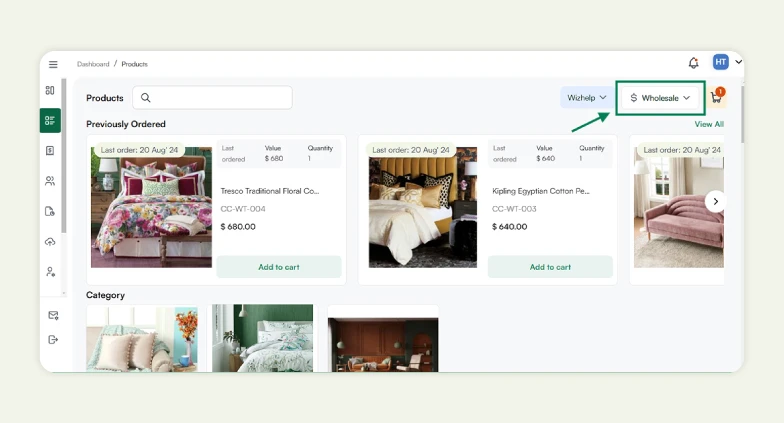 Custom Price List function of WizOrder in action