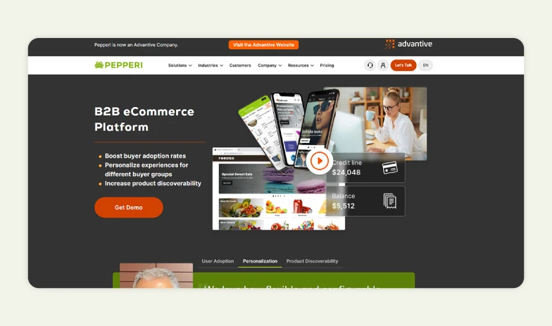 Homepage of Pepperi