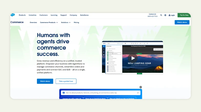 Homepage of Salesforce Commerce