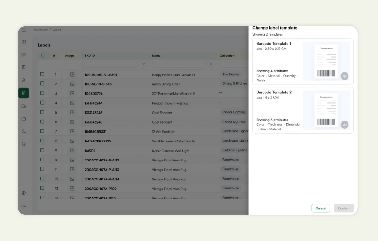 Label Creation feature in WizCommerce