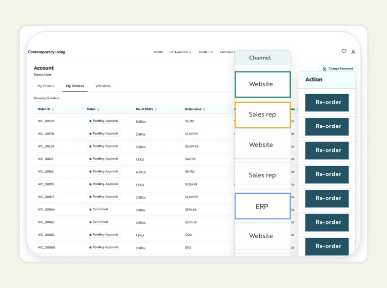 One-click re-order functionality in the orders page of WizCommerce