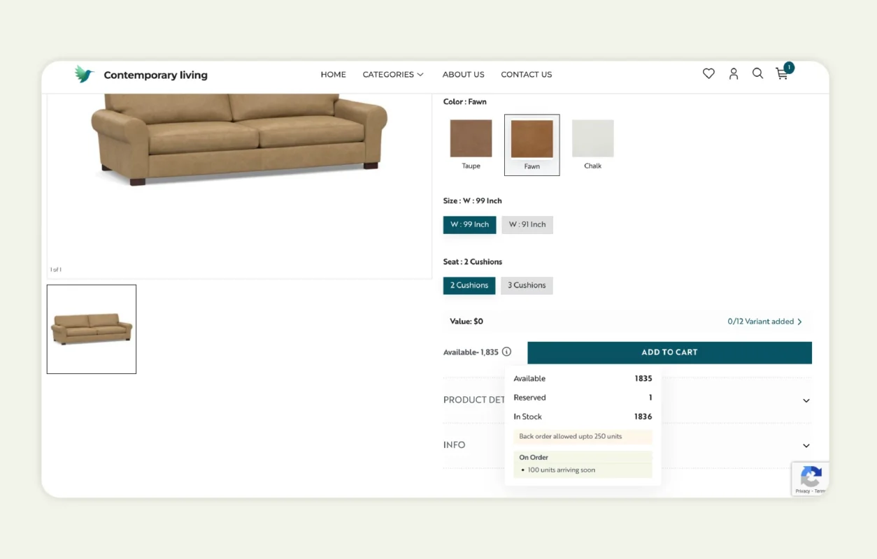 Real-time inventory tracking with incoming stock visibility in WizCommerce - B2B inventory management comparison WooCommerce vs Shopify