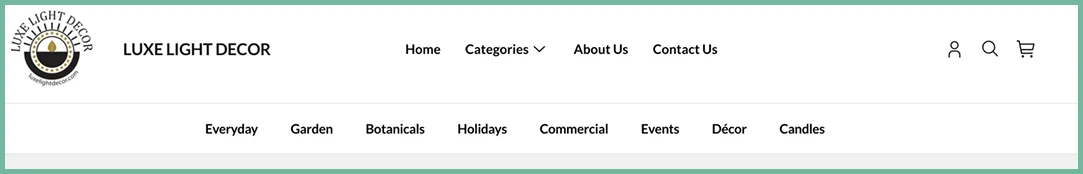 Simple navigation menu with clear product categories