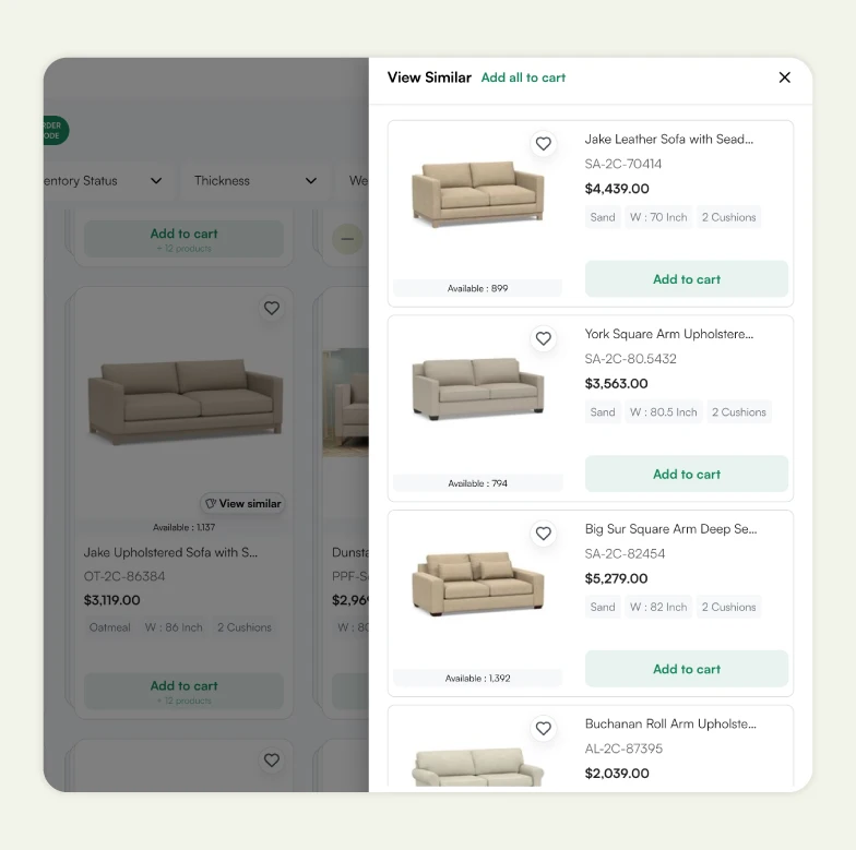 View similar product suggestions in WizOrder